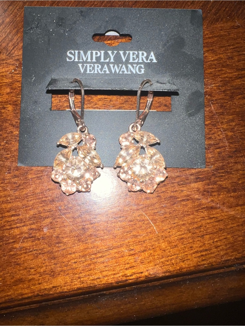 Simply Vera Vera Wang Rose Gold Floral Crystal Dangle Earrings